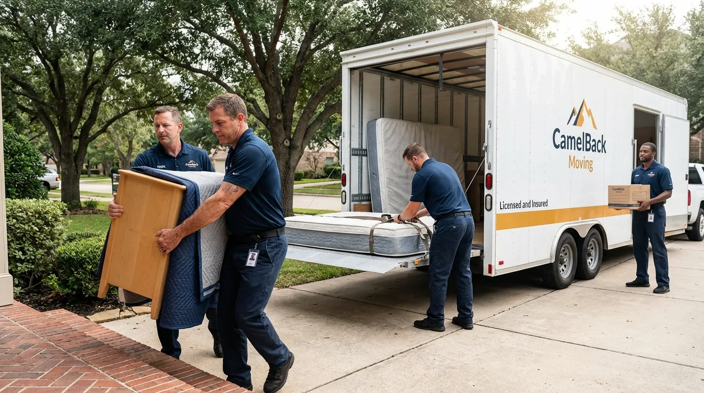 Crew loading residential truck for cross-state move from Cross Plains, TN