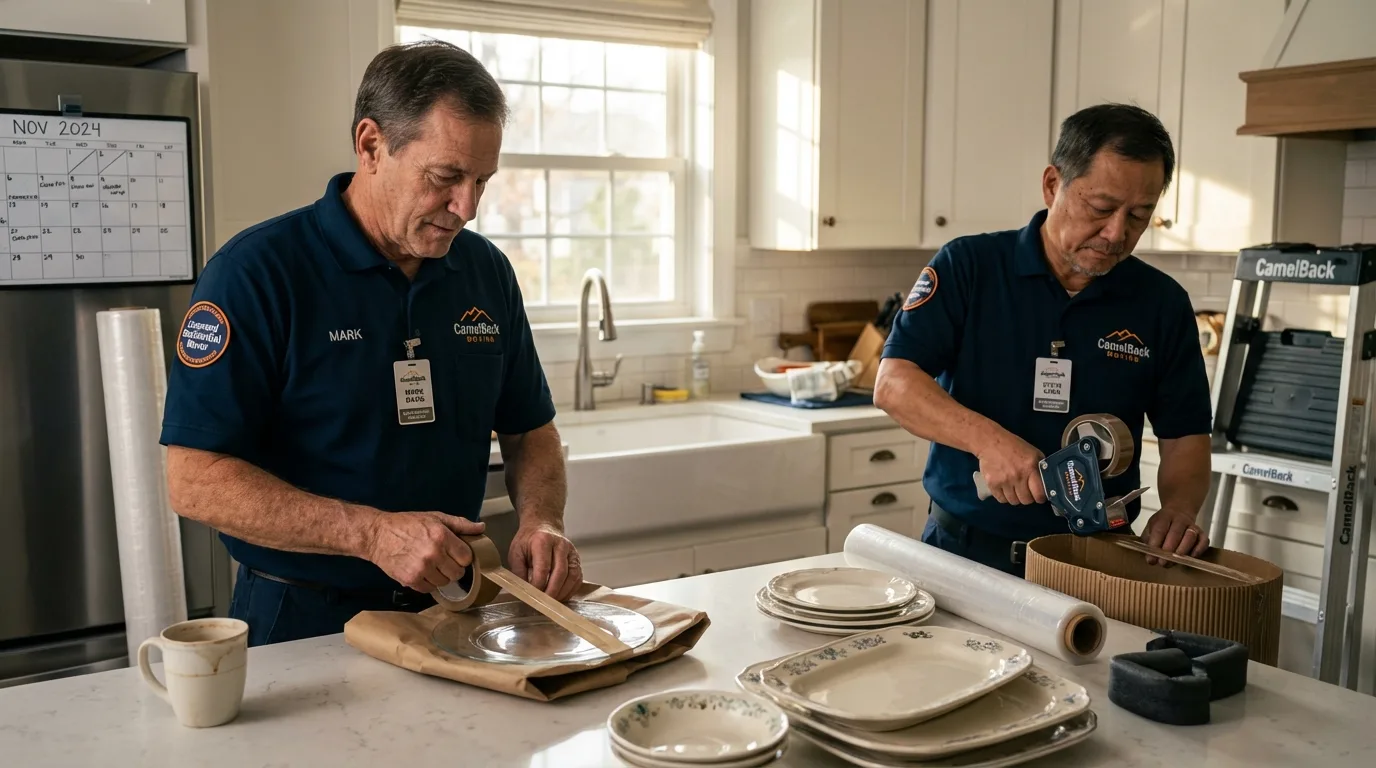 Professional crew packing kitchen dishware in Cross Plains, TN